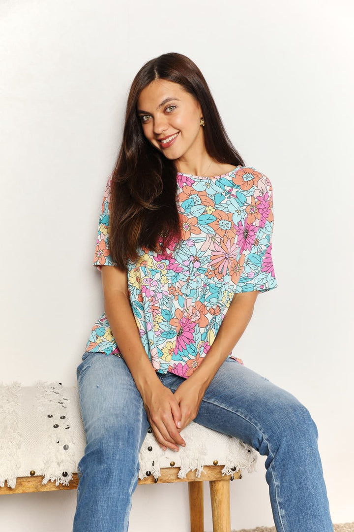 Fashion Sava | Babydoll Top | Floral Round Neck Design