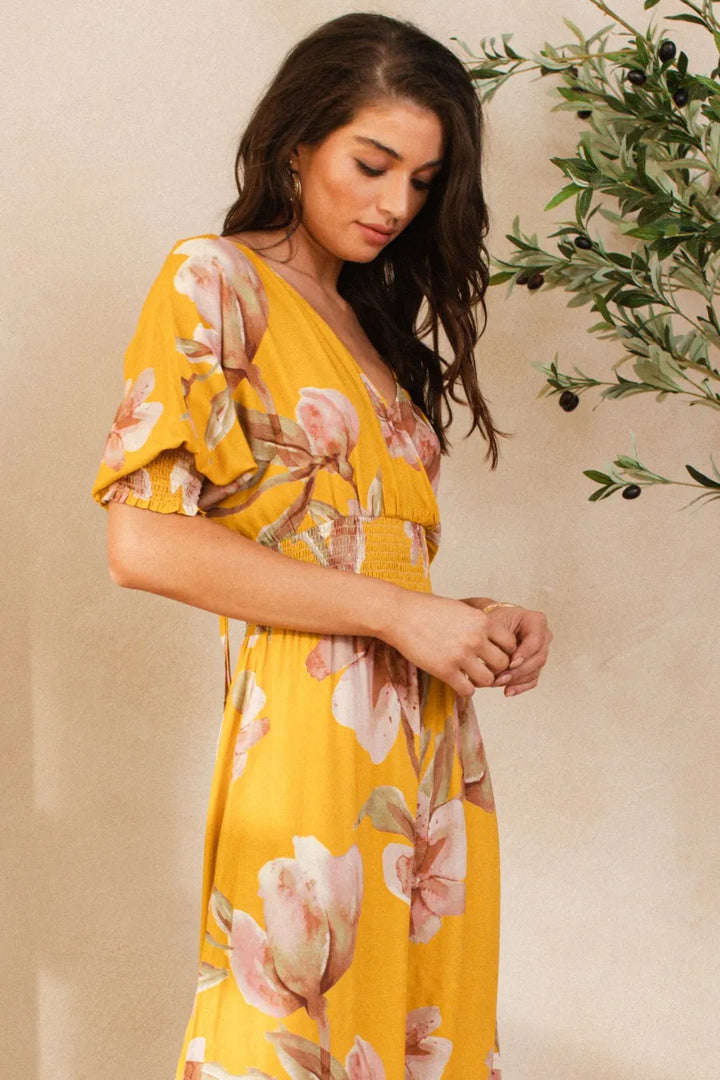 Fashion Sava | Floral Maxi Dress | Open Tie Back Design
