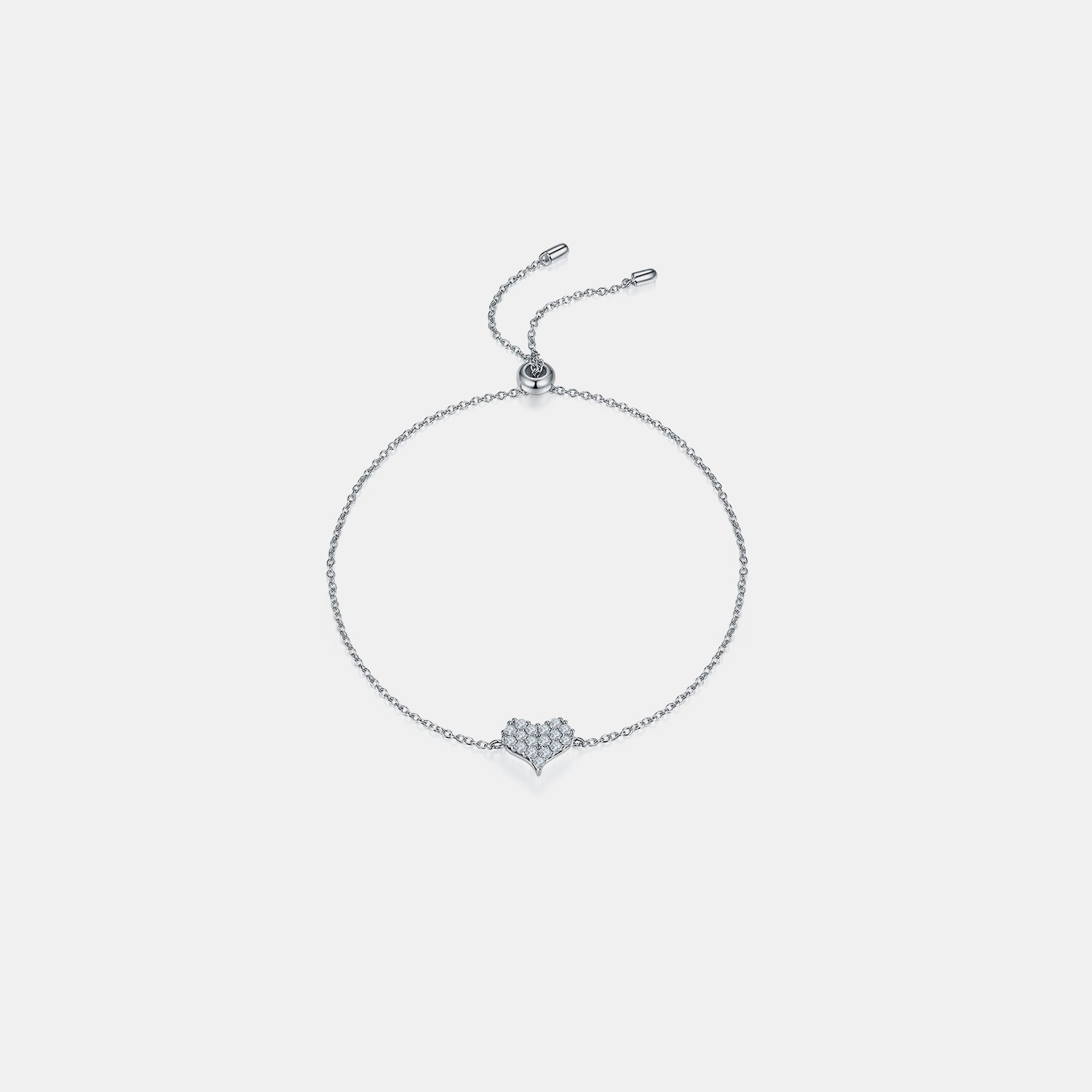 Pulsera de plata de ley 925 con corazón de moissanita