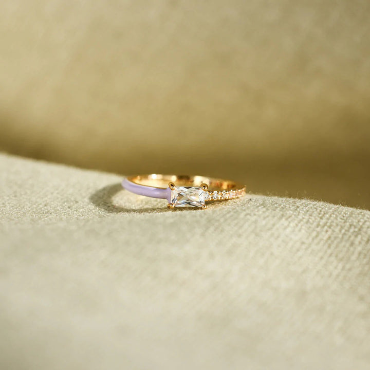 Fashion Sava | Zircon Enamel Ring | Heart Shape Design