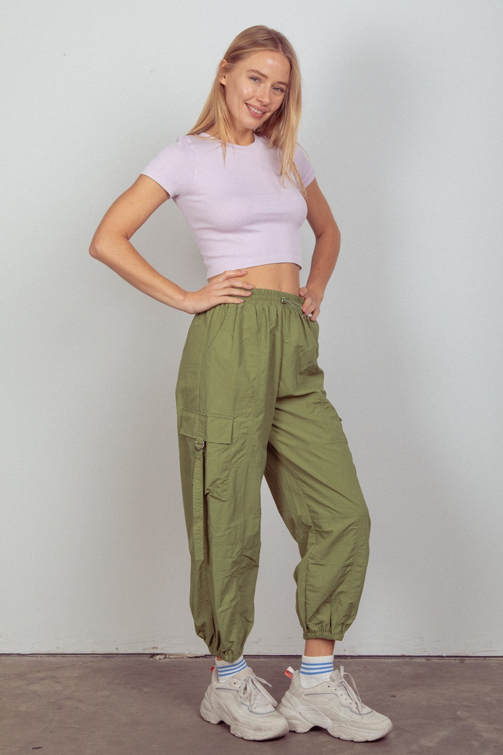 Fashion Sava | Woven Cargo Pants | Elastic Waist Comfort