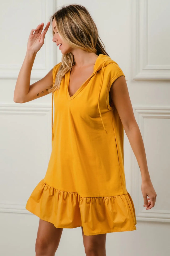 Fashion Sava | Ruffled Hooded Dress | Cozy French Terry Style