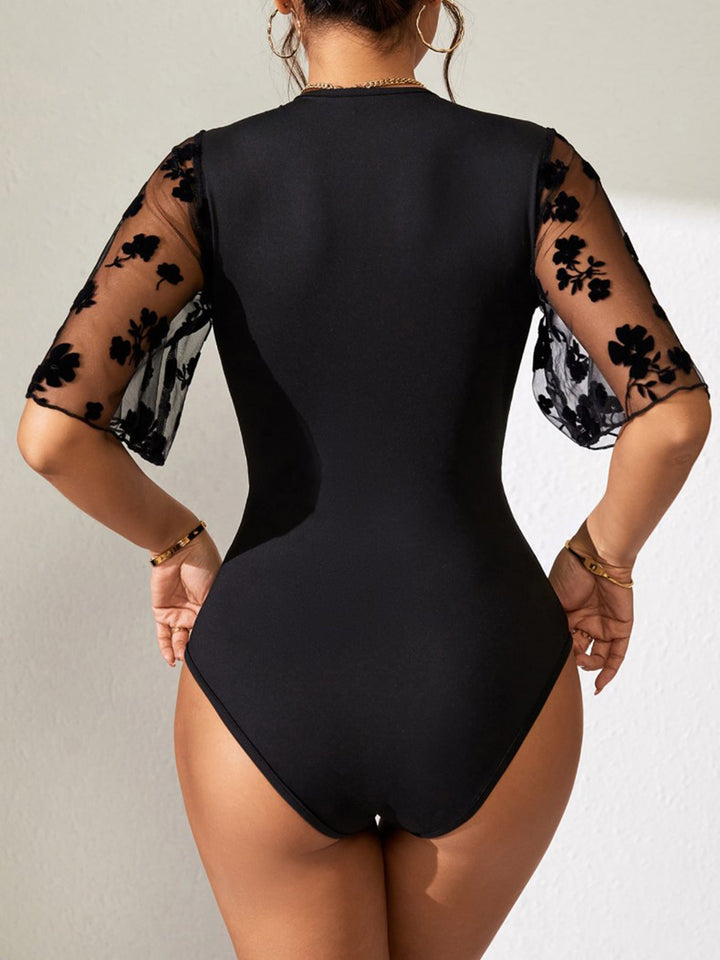 Fashion Sava | Lace Bodysuit | Elegant Half Sleeve Design
