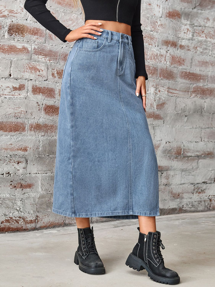 Fashion Sava | Denim Skirt | Slit High Waist with Pockets
