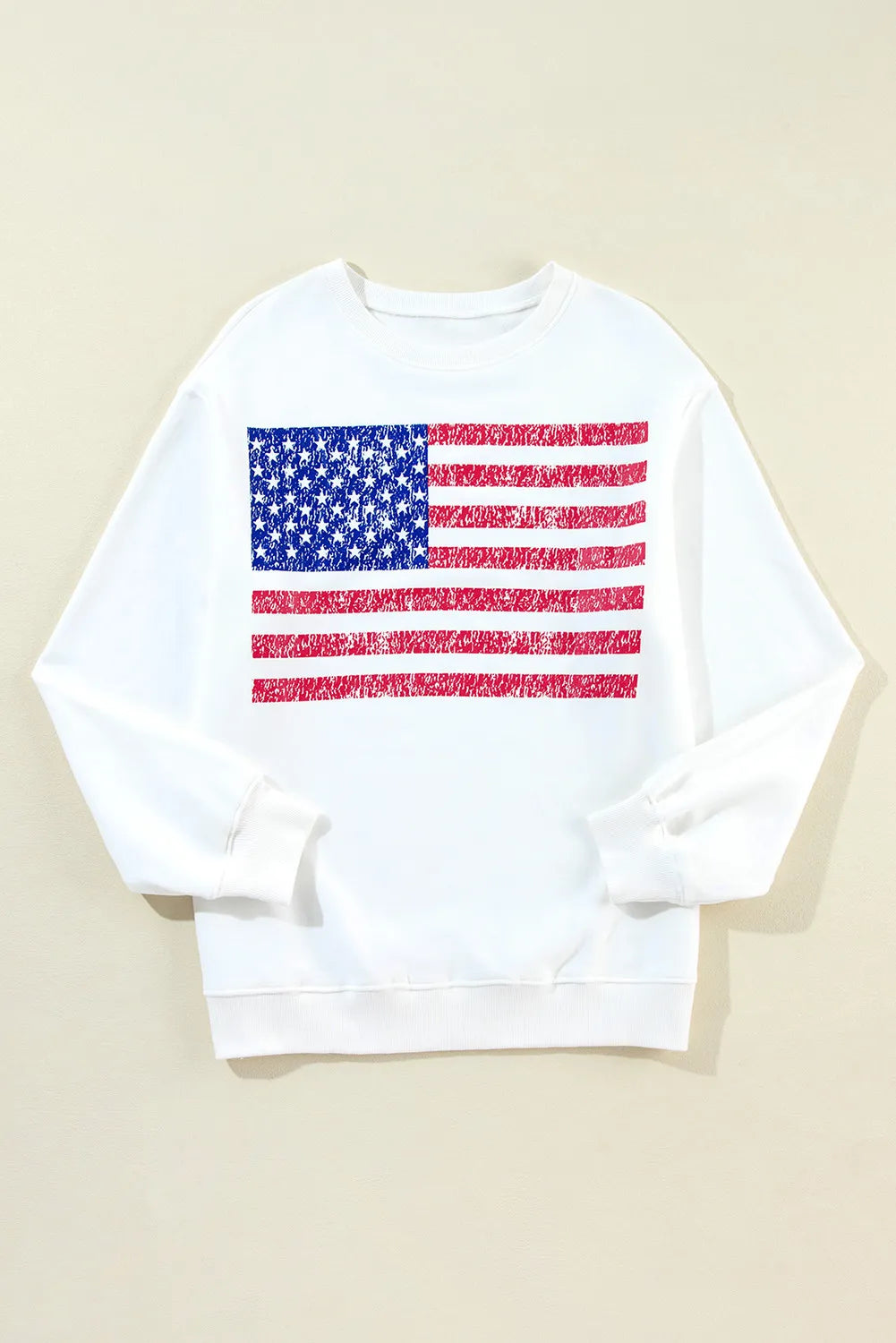 Sudadera de manga larga y cuello redondo con bandera de EE. UU.