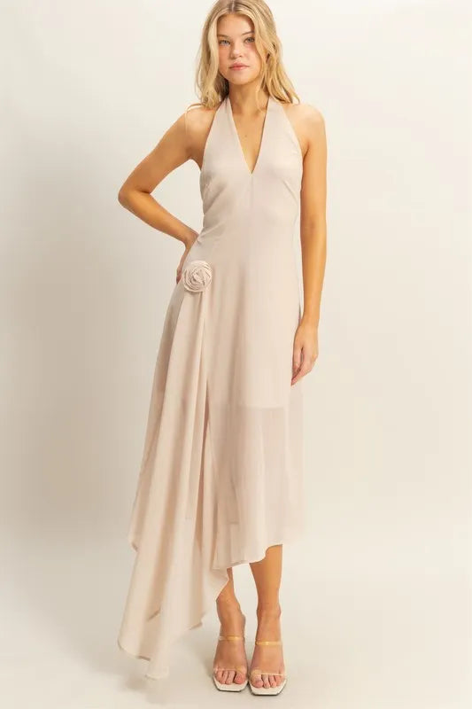 Fashion Sava | Chiffon Halter Dress | Asymmetrical Hem Style