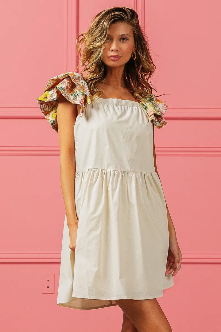Fashion Sava | Floral Sleeve Dress | Embroidered Elegance