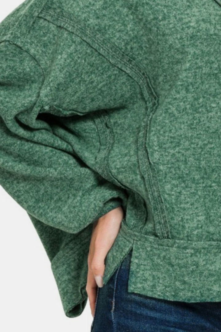 Fashion Sava | Exposed Seam Hoodie | Cozy Brushed Hacci Design