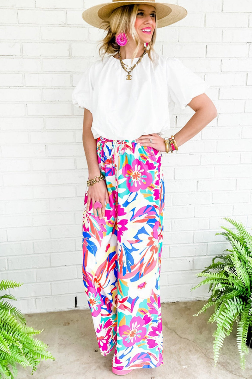 Printed Wide Leg Pants