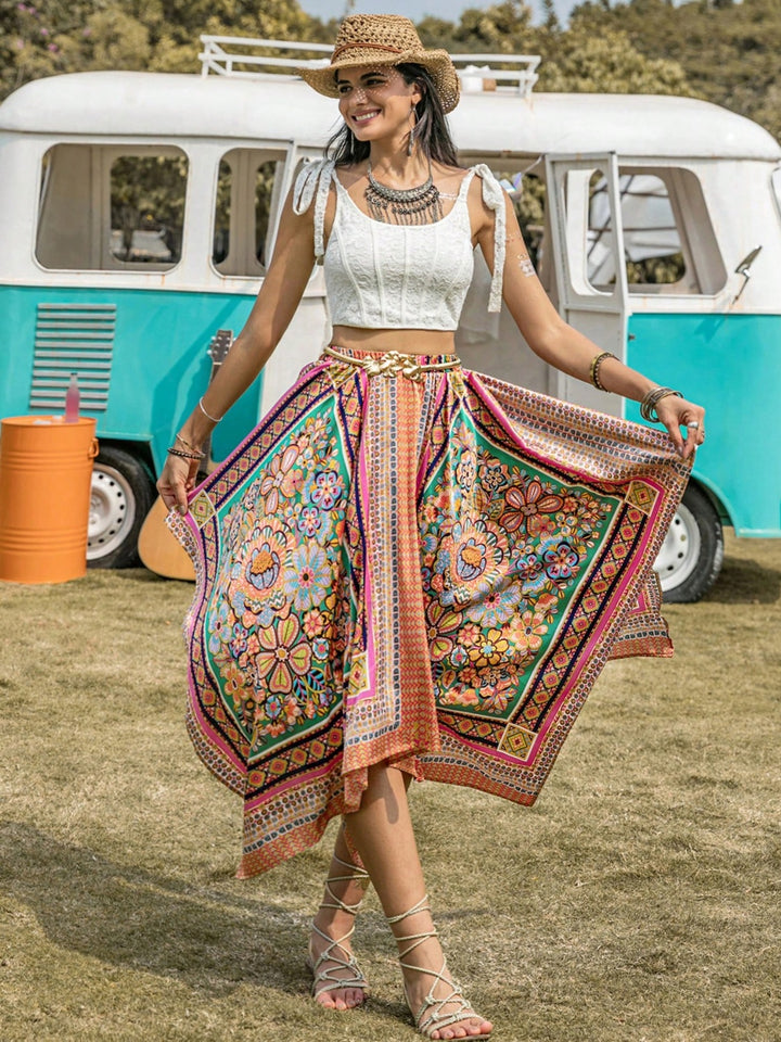Fashion Sava | Handkerchief Hem Skirt | High Waist Elegance