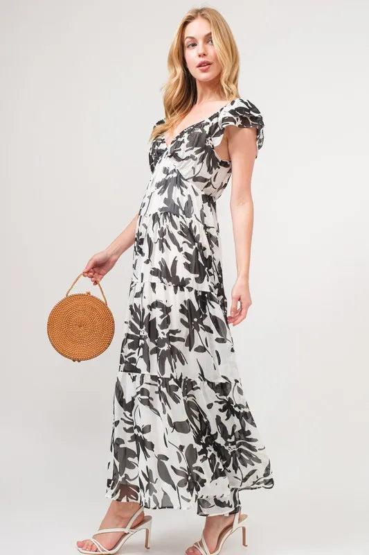Fashion Sava | Maxi Dress | Ruffled Sleeve Tiered Floral Print