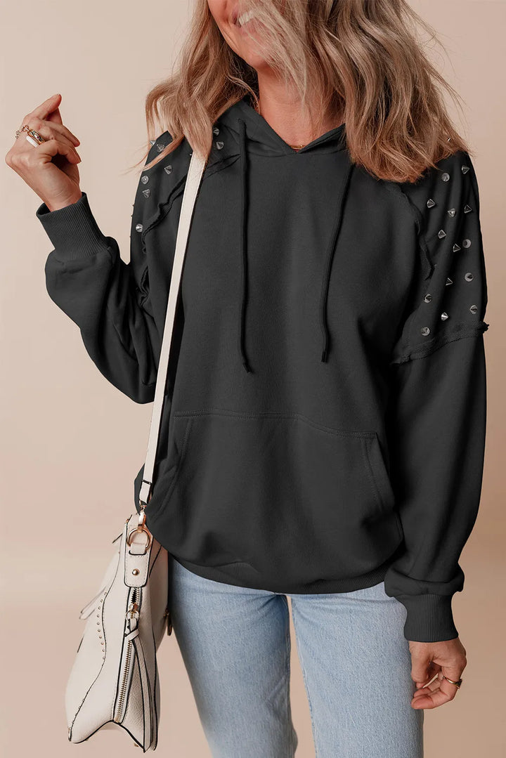 Fashion Sava | Long Sleeve Hoodie | Rivet Drawstring Design