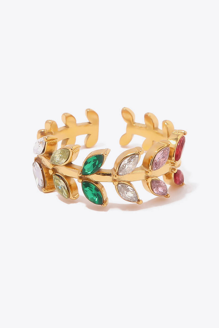 Fashion Sava | Leaf Open Ring | 18K Gold-Plated Elegance