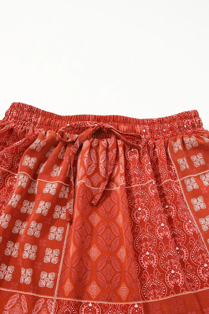 Fashion Sava | Midi Skirt | Printed Drawstring Design