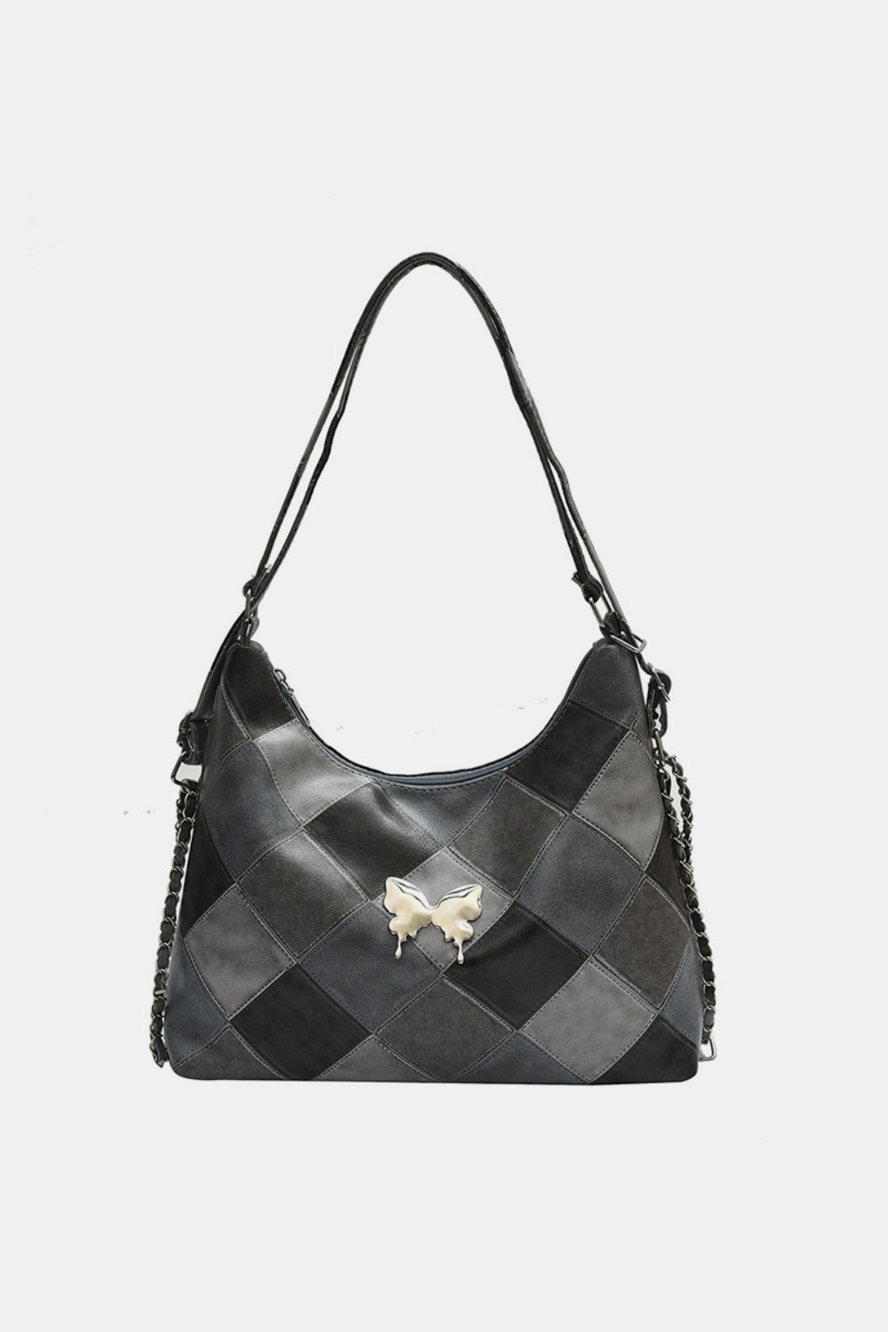 PU Leather Color Block Shoulder Bag