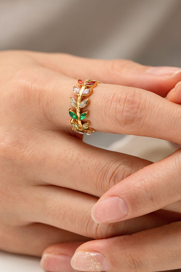 Fashion Sava | Leaf Open Ring | 18K Gold-Plated Elegance