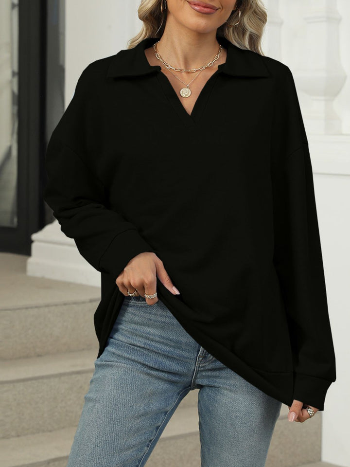 Fashion Sava | Johnny Collar Sweatshirt | Cozy Long Sleeve Style
