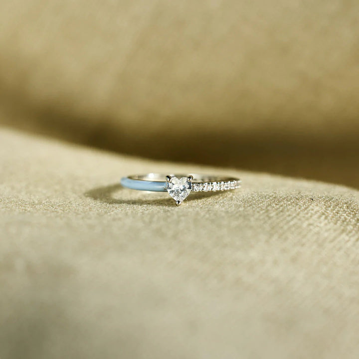 Fashion Sava | Zircon Enamel Ring | Heart Shape Design