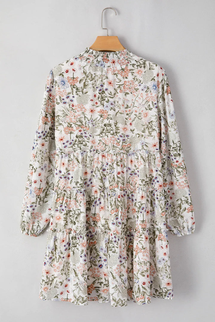 Fashion Sava | Mock Neck Mini Dress | Long Sleeve Printed Style - Floral