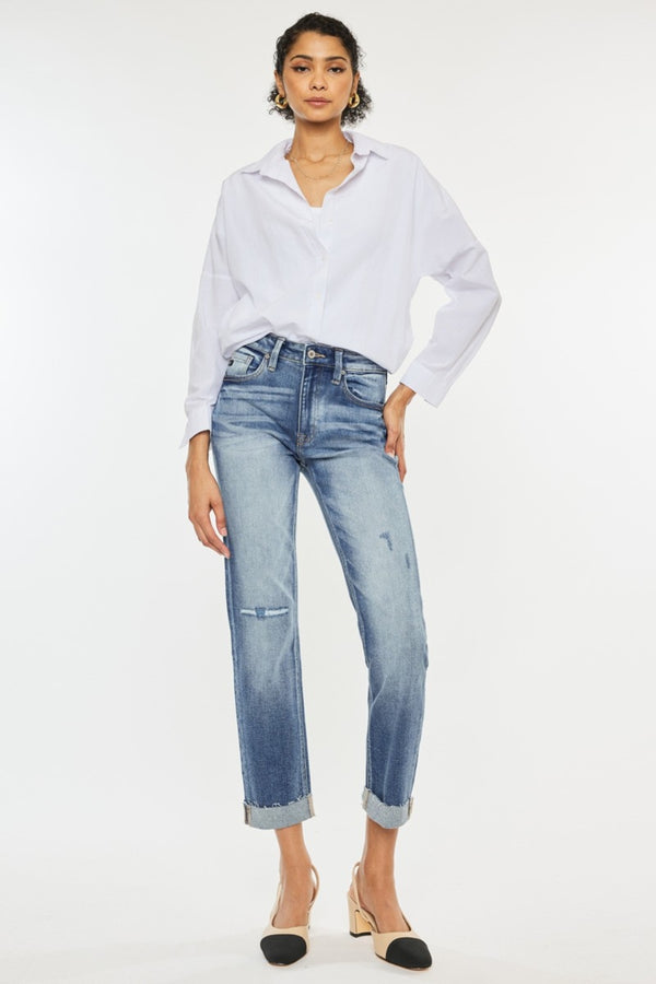 Fashion Sava | High Rise Cuffed Jeans | Stylish Comfort