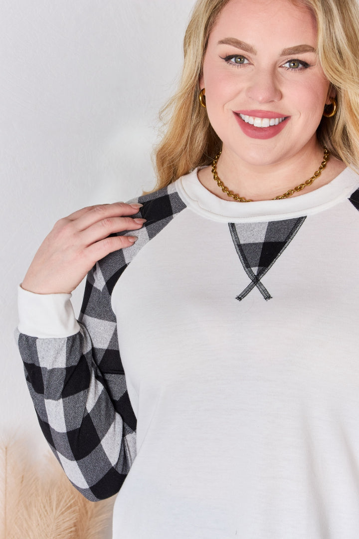Fashion Sava | Plaid Raglan Blouse | Casual Chic Style