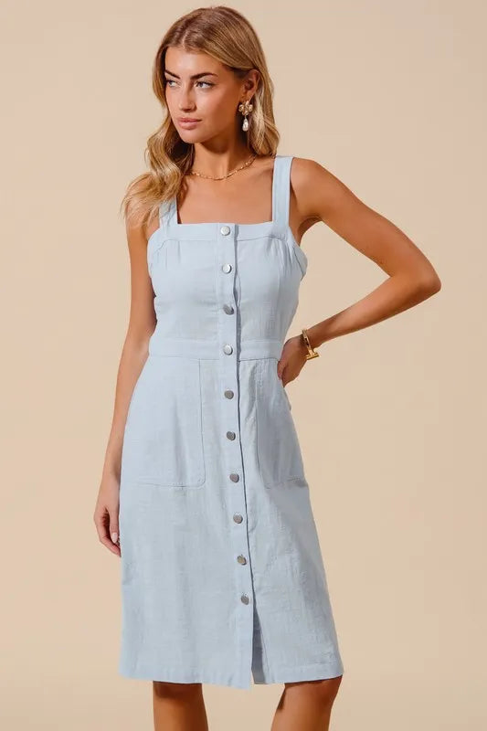 Fashion Sava | Pinafore Dress | Button Down with Pockets