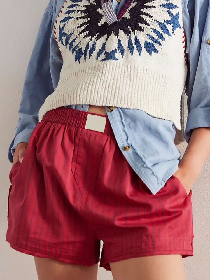 Fashion Sava | Striped Shorts | Elastic Waist Comfort