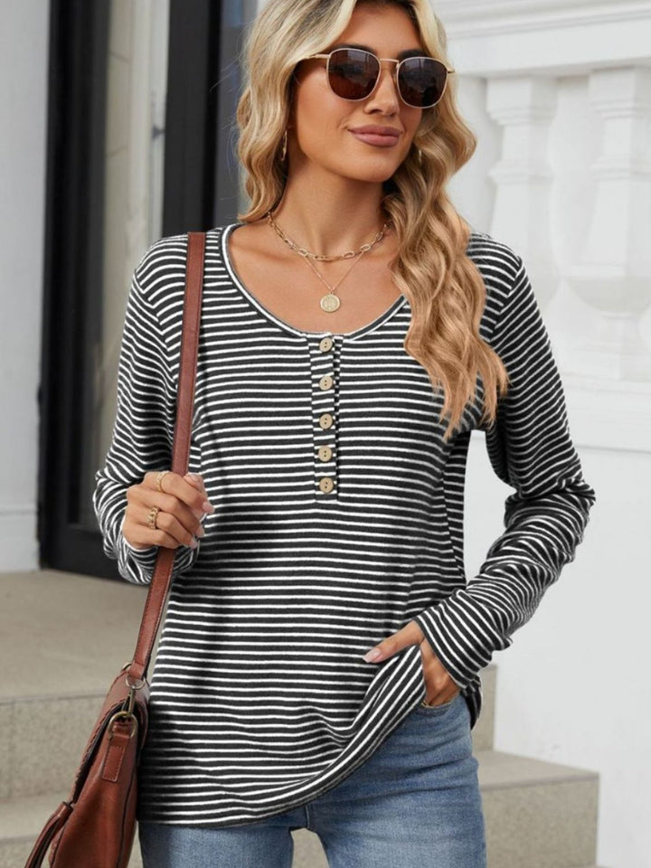 Fashion Sava | Striped T-Shirt | Casual Long Sleeve Style