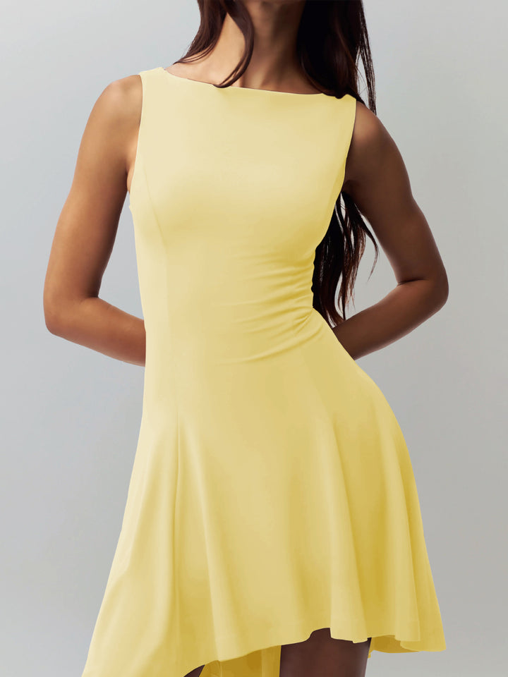 Fashion Sava | High-Low Sleeveless Dress | Elegant Design - Black