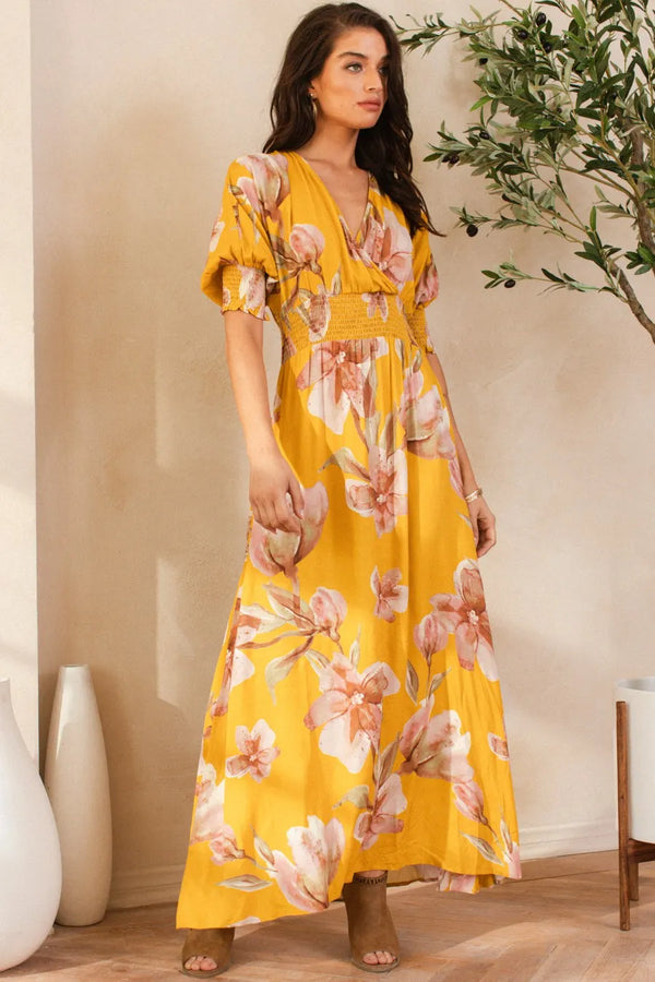 Fashion Sava | Floral Maxi Dress | Open Tie Back Design