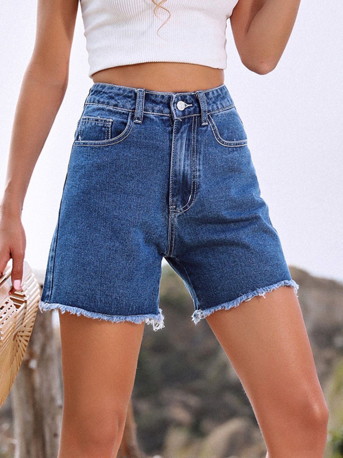 Fashion Sava | Raw Hem Denim Shorts | High Waist Comfort