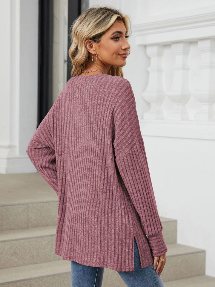 Fashion Sava | Ribbed T-Shirt | Versatile Long Sleeve Style