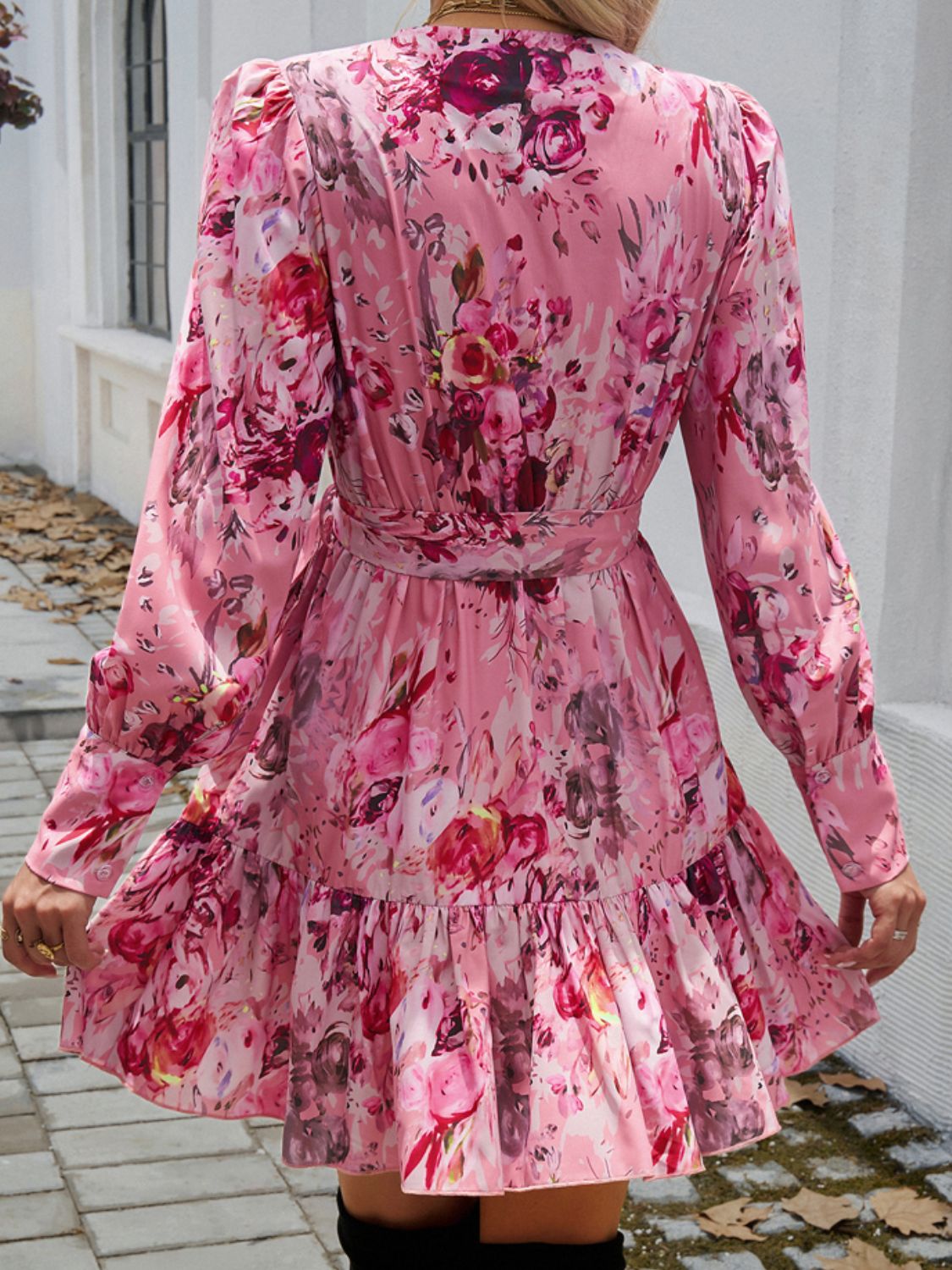Fashion Sava | Ruffled Surplice Mini Dress | Elegant Evening Wear - Dusty Pink