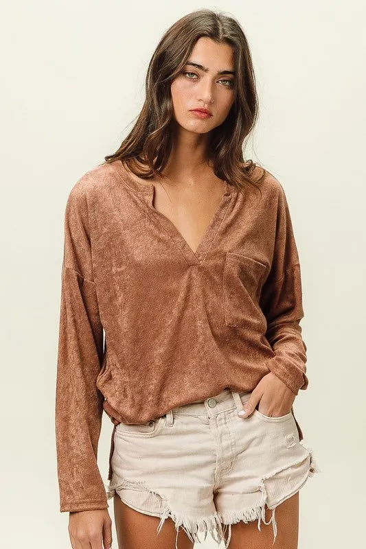 Fashion Sava | V Neck Pocket Top | Stylish & Comfortable