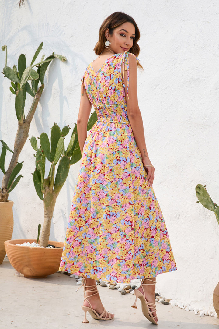Fashion Sava | Smocked Surplice Dress | Sleeveless Style - Aqua
