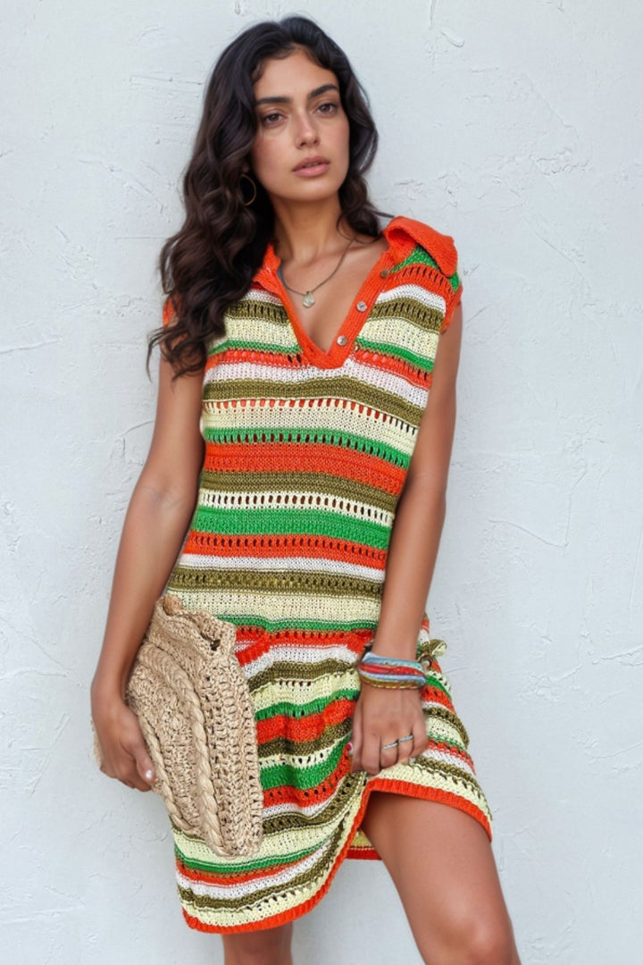 Fashion Sava | Stripe Sweater Dress | Chic Sleeveless Design - Stripe