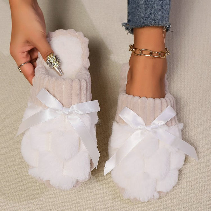 Fashion Sava | Bow Trim Slippers | Cozy Indoor Comfort