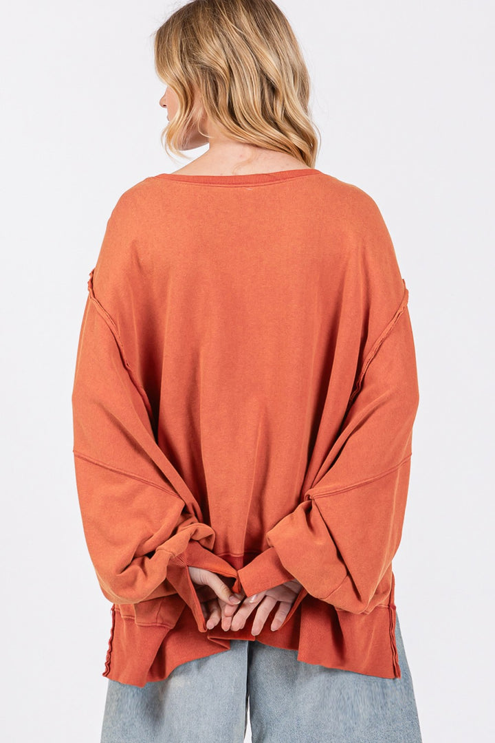 Fashion Sava | Oversized Sweatshirt | Mineral Wash Side Slit