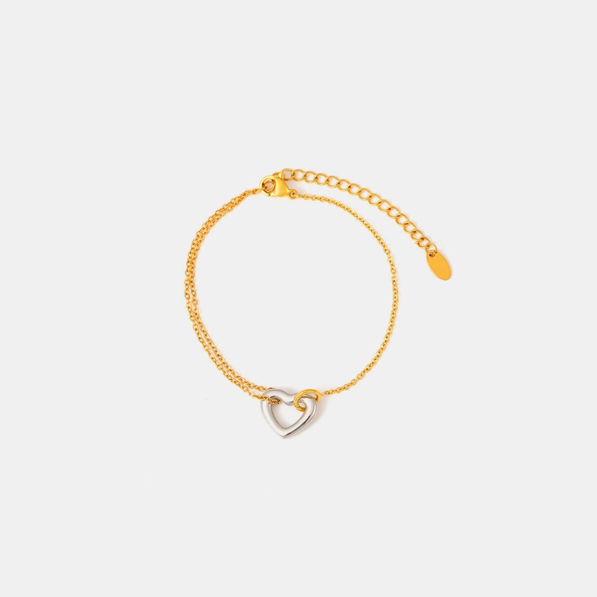 Pulsera de corazón bañada en oro de 18 quilates