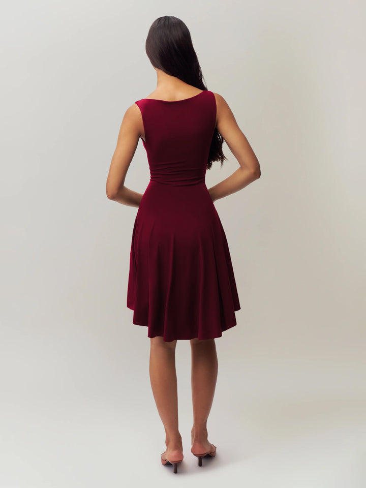 Fashion Sava | High-Low Sleeveless Dress | Elegant Design - Brown