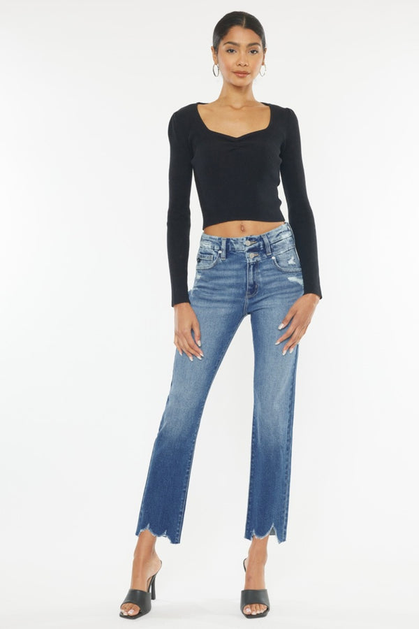 Fashion Sava | Frayed Hem Jeans | Slim Straight Fit