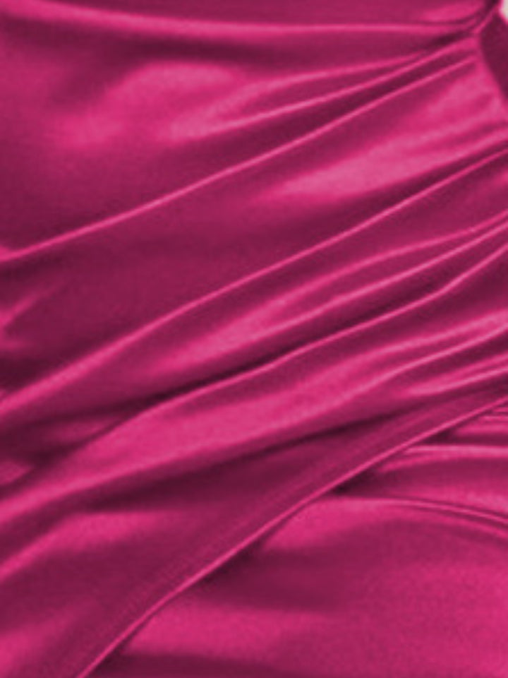 Fashion Sava | Ruched Wrap Dress | Spaghetti Strap Elegance - Hot Pink