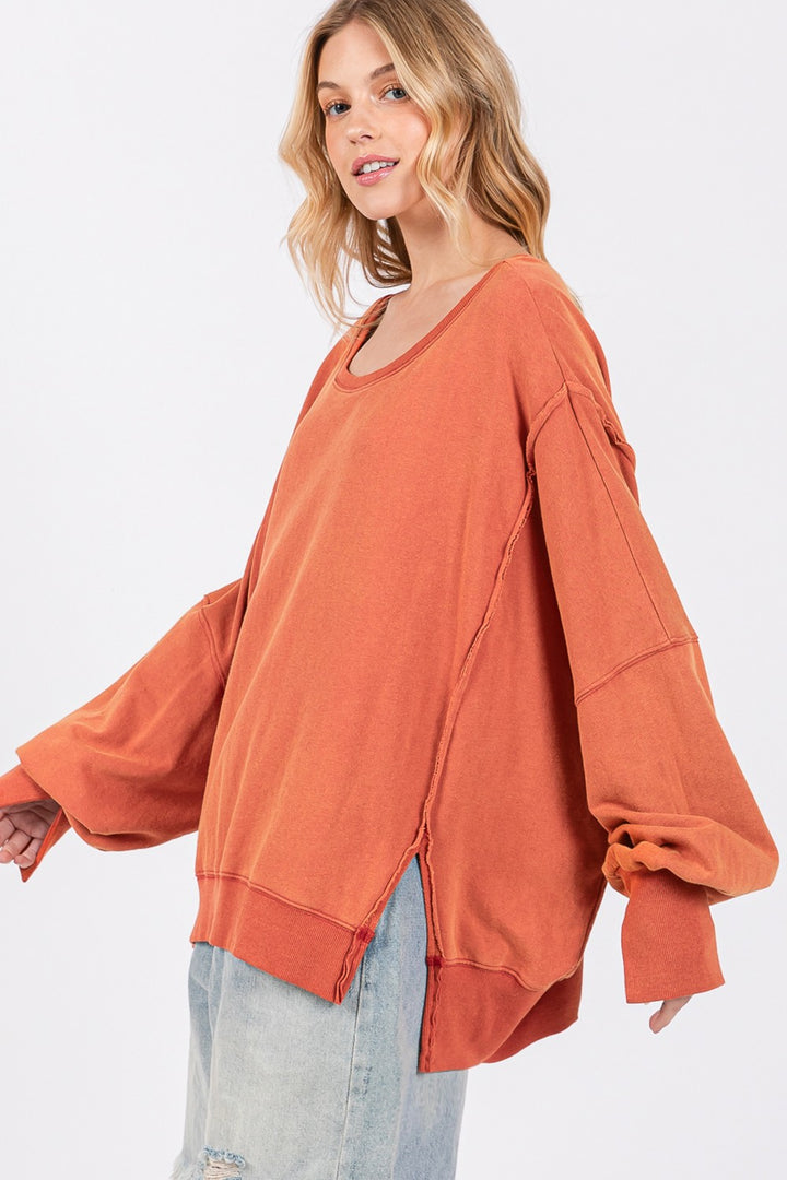 Fashion Sava | Oversized Sweatshirt | Mineral Wash Side Slit