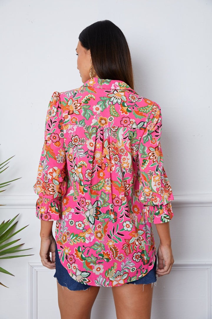Fashion Sava | Flounce Sleeve Shirt | Elegant Floral Design