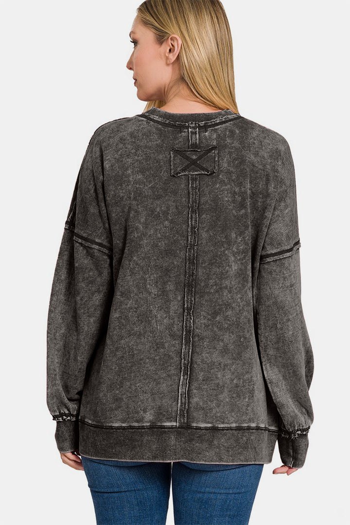 Fashion Sava | Exposed Seam Sweatshirt | Cozy Dropped Shoulder