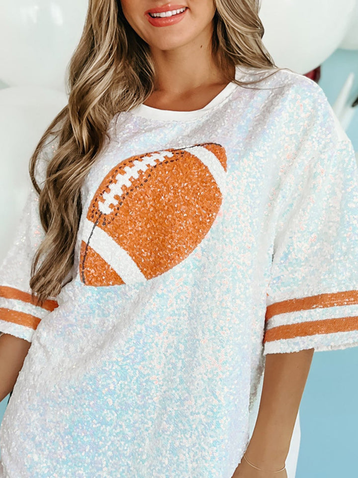 Fashion Sava | Sequin Football Top | Oversized Glam Style