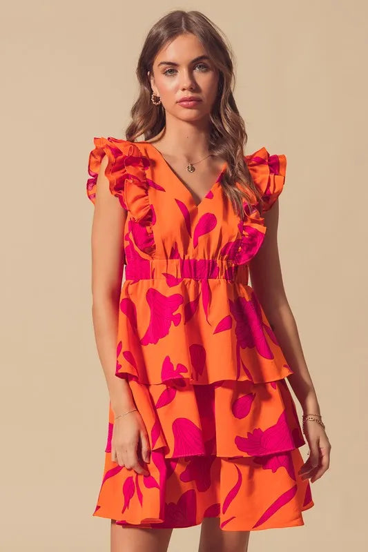 Fashion Sava | Floral V Neck Dress | Elasticized Waist Design