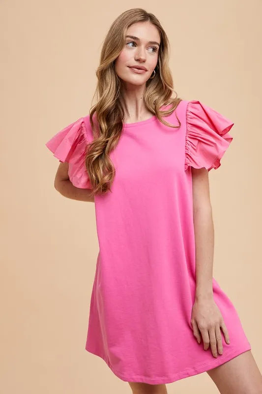 Fashion Sava | Knit Dress | Ruffle Sleeve Relaxed Fit