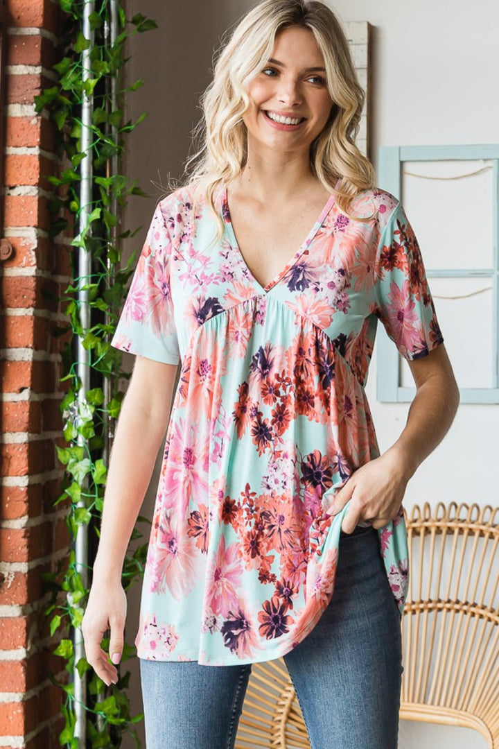 Fashion Sava | Floral V-Neck Blouse | Casual Elegance