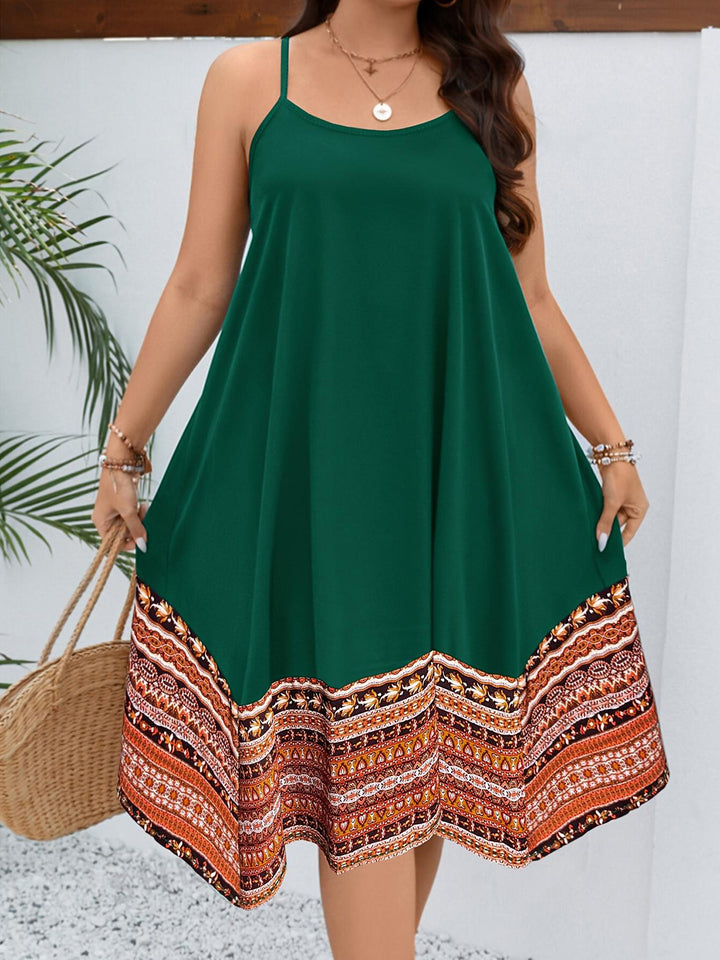Fashion Sava | Printed Cami Dress | Stylish & Comfortable - Dark Green